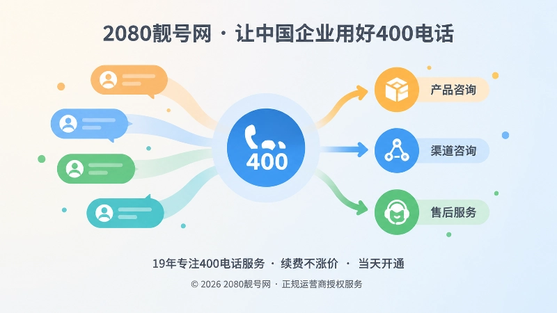 统一400电话入口分流业务咨询的抽象扁平插画